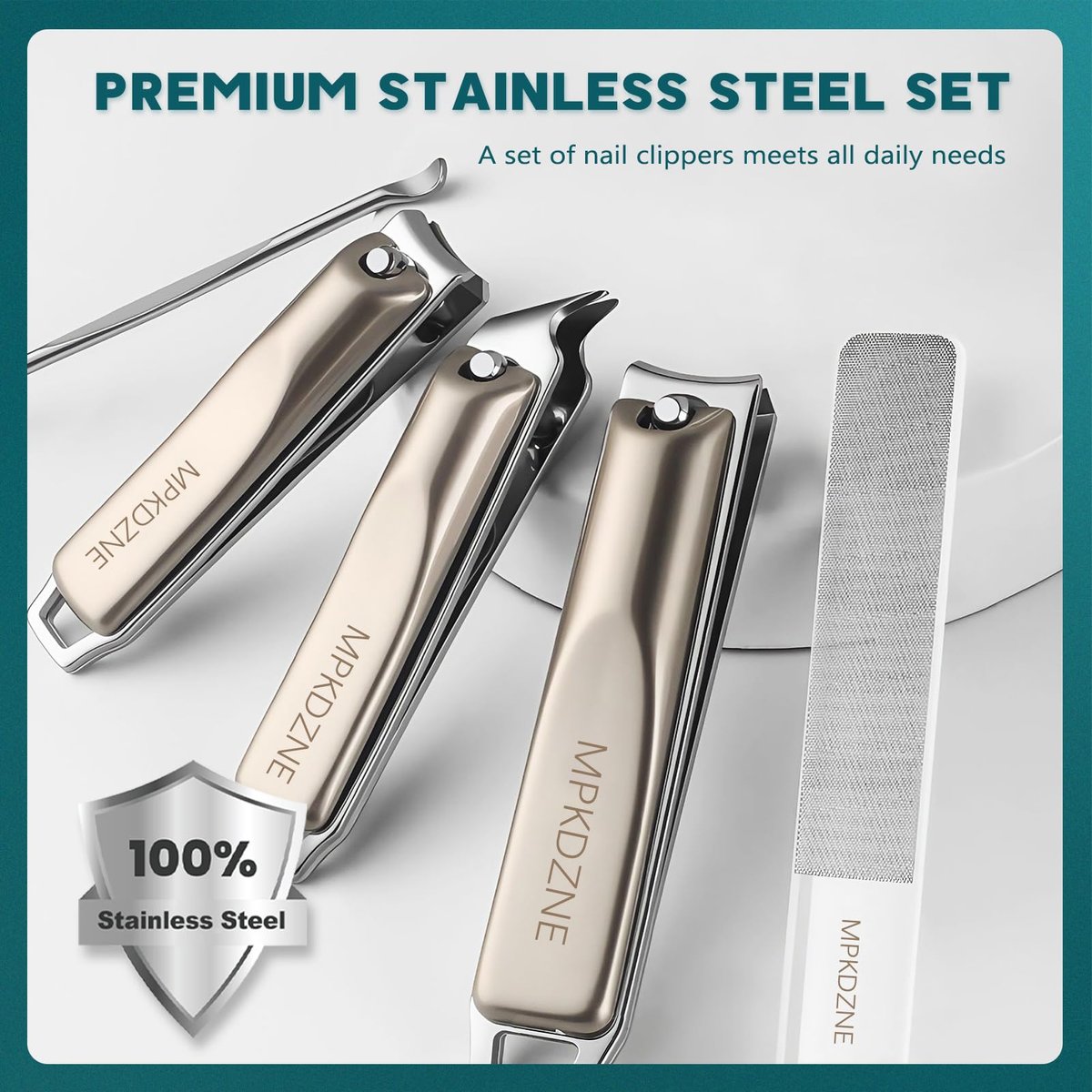 Pro 5-in-1 Nail Clippers Set for Men & Women - Ultra Sharp Stainless Steel Manicure Kit with Angled Trimmer in Luxury Leather Case for Travel & Home - görsel 13