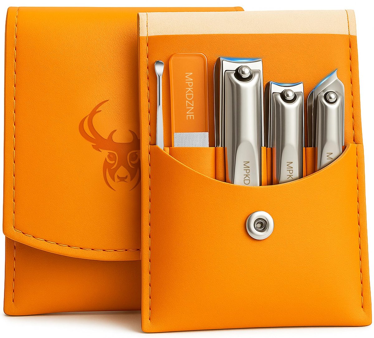Pro 5-in-1 Nail Clippers Set for Men & Women - Ultra Sharp Stainless Steel Manicure Kit with Angled Trimmer in Luxury Leather Case for Travel & Home - görsel 1