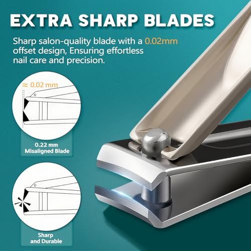 Pro 5-in-1 Nail Clippers Set for Men & Women - Ultra Sharp Stainless Steel Manicure Kit with Angled Trimmer in Luxury Leather Case for Travel & Home - görsel 8