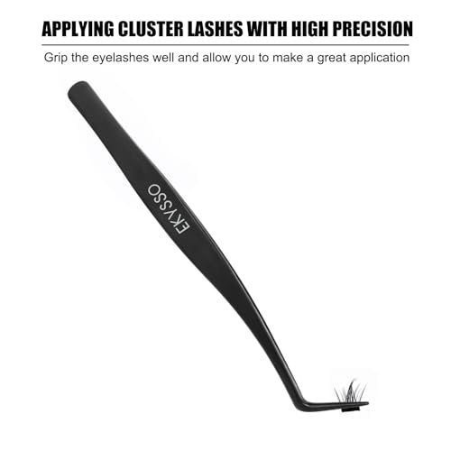 EKYSSO 3-in-1 Lash Cluster Tweezers Set with Case, Professional Stainless Steel DIY Eyelash Extension Tools for Individual Clusters – Black - görsel 6