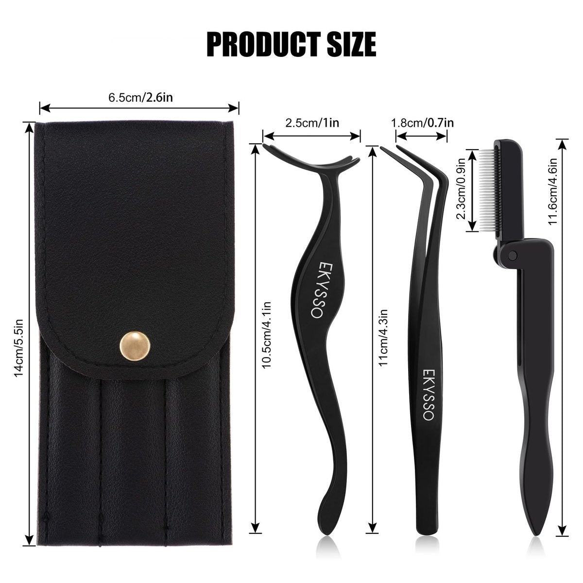 EKYSSO 3-in-1 Lash Cluster Tweezers Set with Case, Professional Stainless Steel DIY Eyelash Extension Tools for Individual Clusters – Black - görsel 13