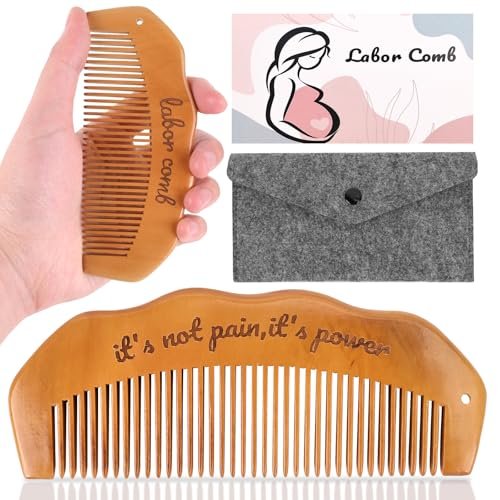 Birthing Comb for Labor Pain Relief – Acupressure Tool for Natural Pain Management, Postpartum & Hospital Bag Essential, Peach Wood - görsel 2