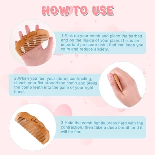 Birthing Comb for Labor Pain Relief – Acupressure Tool for Natural Pain Management, Postpartum & Hospital Bag Essential, Peach Wood - görsel 12