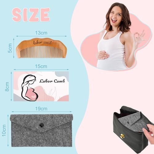 Birthing Comb for Labor Pain Relief – Acupressure Tool for Natural Pain Management, Postpartum & Hospital Bag Essential, Peach Wood - görsel 4