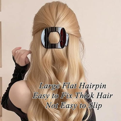 Hailoyearn Flat Hair Clips for Women - Solid Color Lay Flat Claw Clips for Thick/Thin Hair, Casual Versatile Hair Clip (Brown, White, 18 Count Pack of 4)