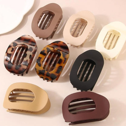Hailoyearn Flat Hair Clips for Women - Solid Color Lay Flat Claw Clips for Thick/Thin Hair, Casual Versatile Hair Clip (Brown, White, 18 Count Pack of 4)