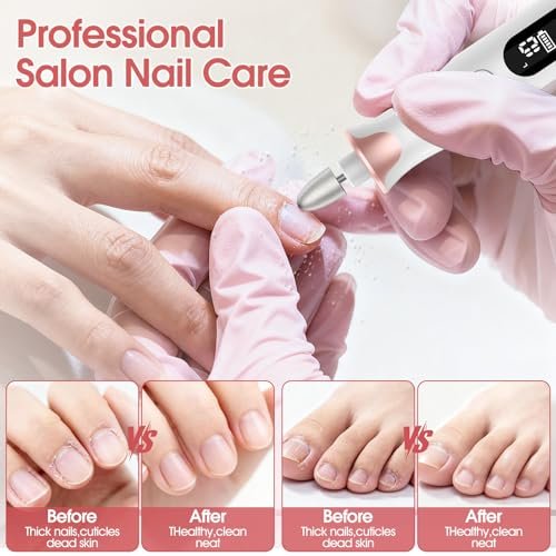 Haootadiy Cordless Electric Nail Drill File - Professional Rechargeable Nail Filer Buffer Set for Manicure Pedicure with Bits & Sanding Bands, for Women & Men Avelisse