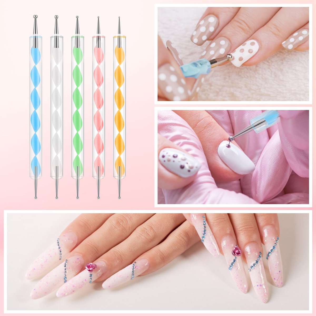 CHEMAILON 25-Piece Nail Art Tools Set - Professional Nail Brush Set with Palette, Stand, and Silicone Engraving Pen for DIY Home Manicure - görsel 9