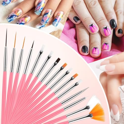 CHEMAILON 25-Piece Nail Art Tools Set - Professional Nail Brush Set with Palette, Stand, and Silicone Engraving Pen for DIY Home Manicure - görsel 8