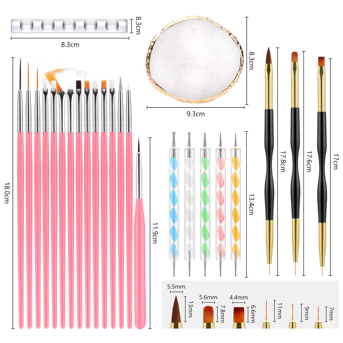 CHEMAILON 25-Piece Nail Art Tools Set - Professional Nail Brush Set with Palette, Stand, and Silicone Engraving Pen for DIY Home Manicure - görsel 3