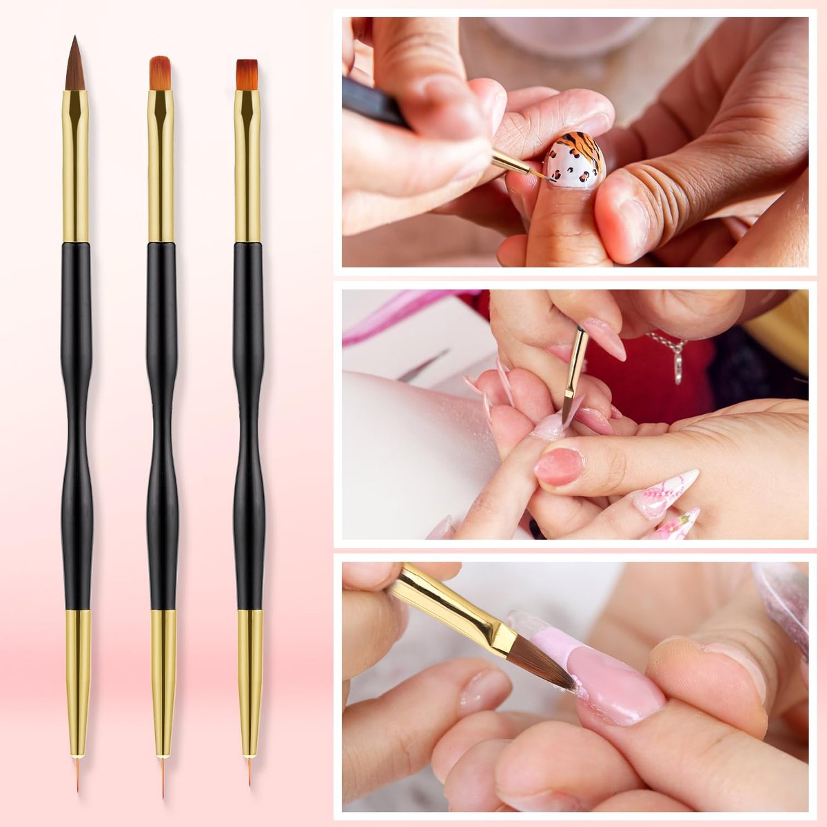 CHEMAILON 25-Piece Nail Art Tools Set - Professional Nail Brush Set with Palette, Stand, and Silicone Engraving Pen for DIY Home Manicure - görsel 5
