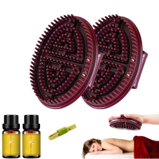 2-Piece Meridian Brush Massage Set - 2025 New Meridian Massage Pressure Brush for Whole Body Essential Oil Massage, Professional Custom Portable Handheld (Brown, Rubber) Avelisse
