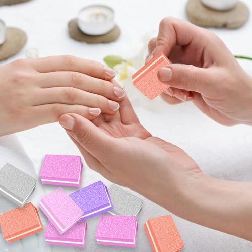 50 Pack Mini Nail Buffers, 100/180 Grit Double-Sided Buffing Blocks for Acrylic & Natural Nails, Manicure & Pedicure, Salon & Home Use (Multi-Colored) - görsel 10