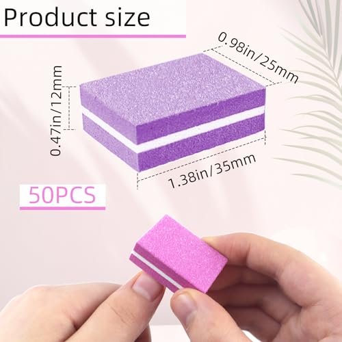 50 Pack Mini Nail Buffers, 100/180 Grit Double-Sided Buffing Blocks for Acrylic & Natural Nails, Manicure & Pedicure, Salon & Home Use (Multi-Colored) - görsel 6