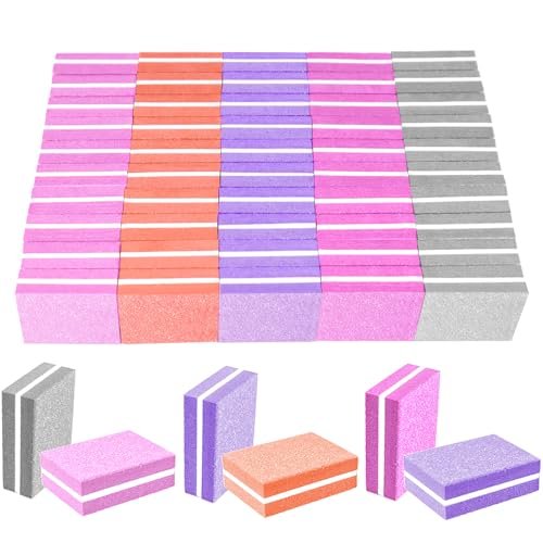 50 Pack Mini Nail Buffers, 100/180 Grit Double-Sided Buffing Blocks for Acrylic & Natural Nails, Manicure & Pedicure, Salon & Home Use (Multi-Colored) - görsel 2