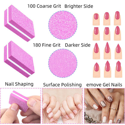 50 Pack Mini Nail Buffers, 100/180 Grit Double-Sided Buffing Blocks for Acrylic & Natural Nails, Manicure & Pedicure, Salon & Home Use (Multi-Colored)