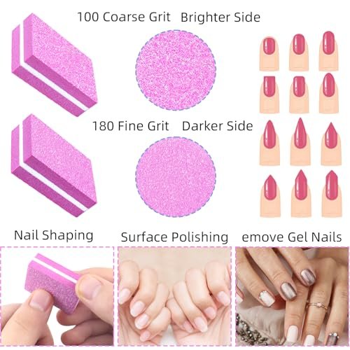 50 Pack Mini Nail Buffers, 100/180 Grit Double-Sided Buffing Blocks for Acrylic & Natural Nails, Manicure & Pedicure, Salon & Home Use (Multi-Colored) - görsel 12