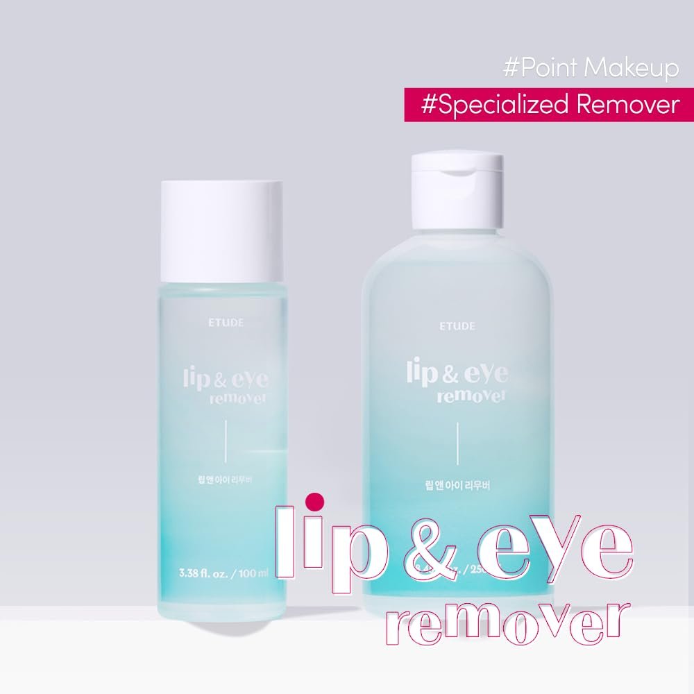ETUDE Lip & Eye Remover - Gentle Water and Oil Formula, 8.45 fl.oz (250ml) - Deep Cleansing Makeup Remover for Sensitive Skin, Korean Skin Care Avelisse