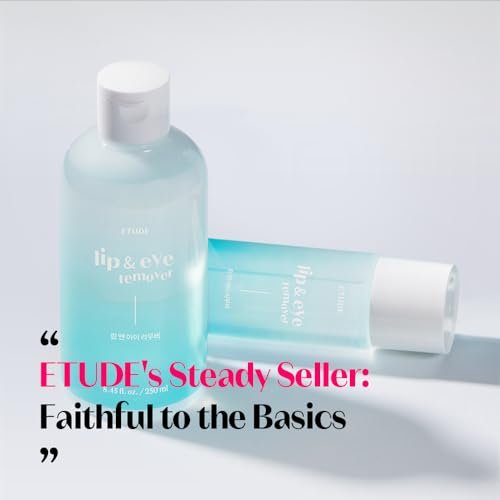 ETUDE Lip & Eye Remover - Gentle Water and Oil Formula, 8.45 fl.oz (250ml) - Deep Cleansing Makeup Remover for Sensitive Skin, Korean Skin Care Avelisse