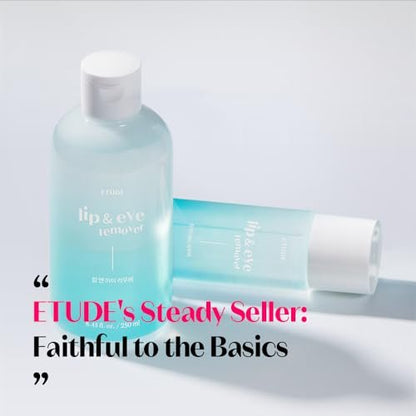 ETUDE Lip & Eye Remover - Gentle Water and Oil Formula, 8.45 fl.oz (250ml) - Deep Cleansing Makeup Remover for Sensitive Skin, Korean Skin Care Avelisse