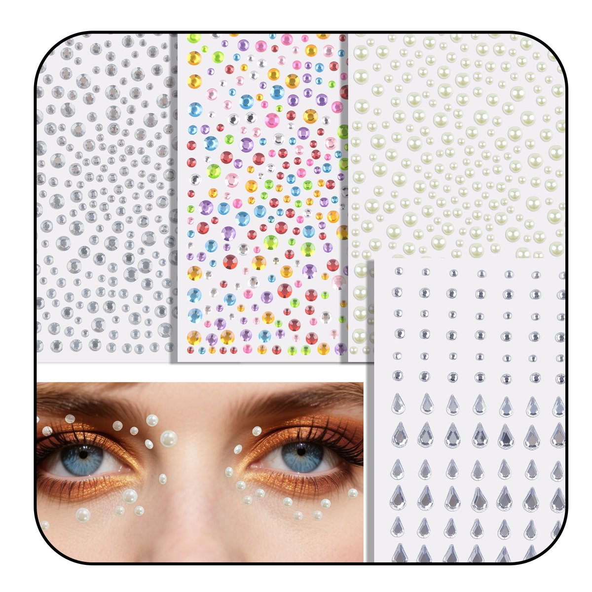 Self-Adhesive Face Gems & Body Glitter: Festival Rave Essentials - Temporary Tattoo Rhinestones for Women - görsel 15
