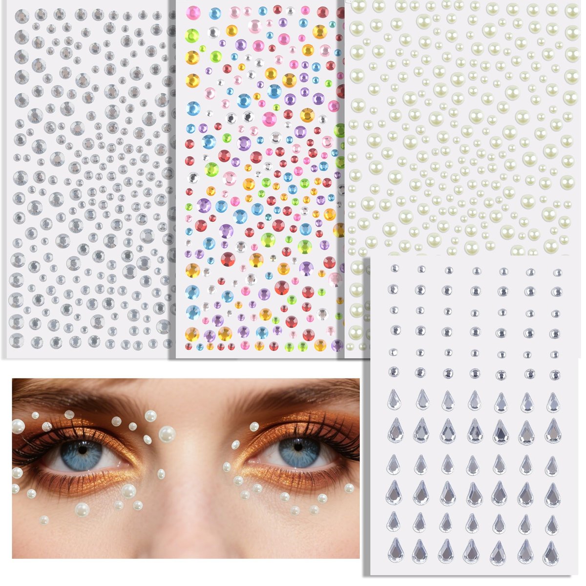 Self-Adhesive Face Gems & Body Glitter: Festival Rave Essentials - Temporary Tattoo Rhinestones for Women - görsel 17
