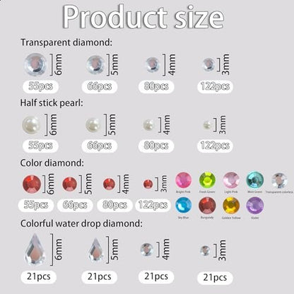 Self-Adhesive Face Gems & Body Glitter: Festival Rave Essentials - Temporary Tattoo Rhinestones for Women