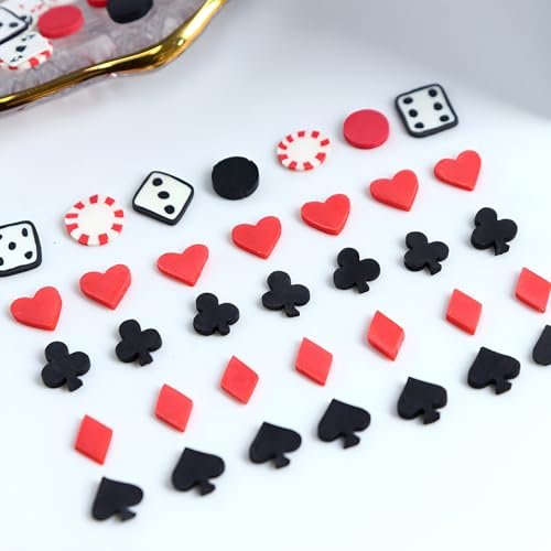 Tyuimhx 6 Grids Poker Nail Charms - Mixed Spades, Clubs, Hearts Block Nail Art Slices - 3D Resin Fimo Slices for Women DIY Manicure, Lip Gloss, Cellphone Decorations - görsel 10