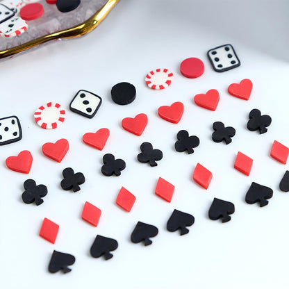 Tyuimhx 6 Grids Poker Nail Charms - Mixed Spades, Clubs, Hearts Block Nail Art Slices - 3D Resin Fimo Slices for Women DIY Manicure, Lip Gloss, Cellphone Decorations