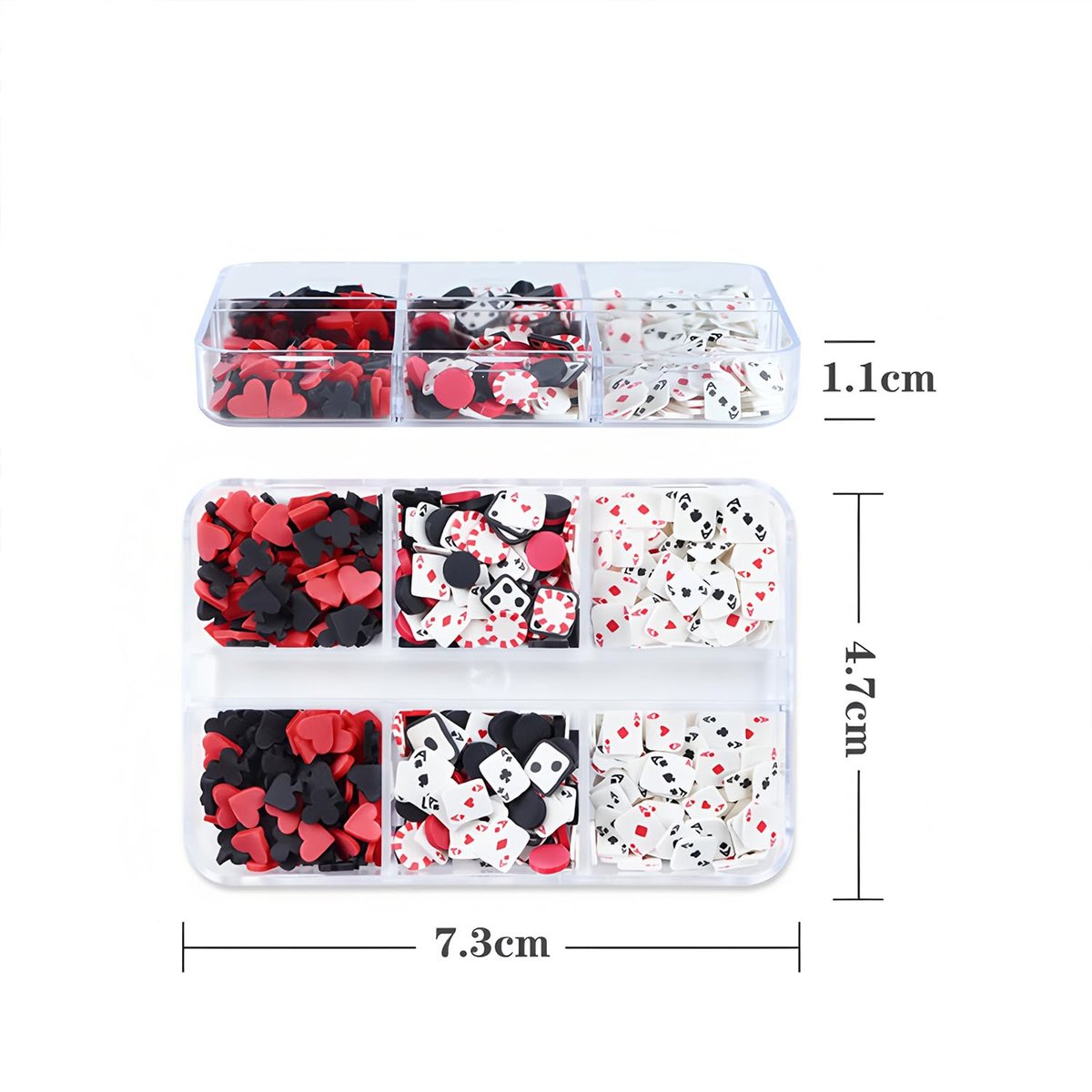 Tyuimhx 6 Grids Poker Nail Charms - Mixed Spades, Clubs, Hearts Block Nail Art Slices - 3D Resin Fimo Slices for Women DIY Manicure, Lip Gloss, Cellphone Decorations - görsel 11