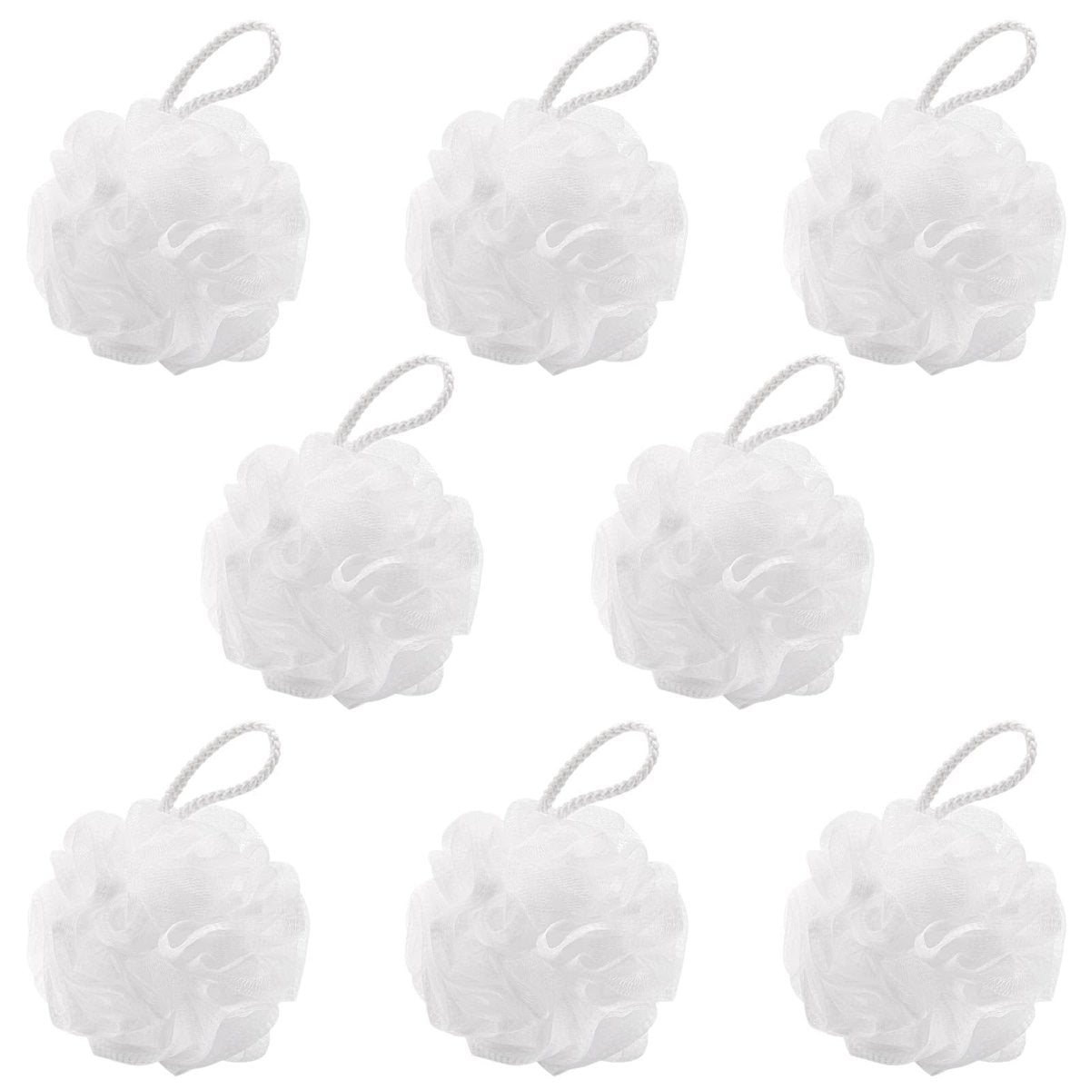 8-Pack Small Loofah Travel Size Bath Sponge 35g Each - White Mesh Pouf Exfoliating Scrunchies - görsel 1