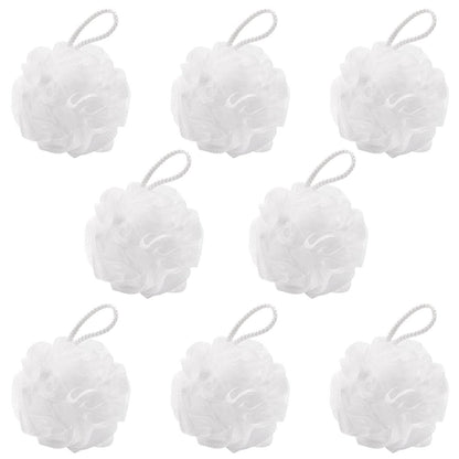 8-Pack Small Loofah Travel Size Bath Sponge 35g Each - White Mesh Pouf Exfoliating Scrunchies