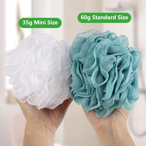 8-Pack Small Loofah Travel Size Bath Sponge 35g Each - White Mesh Pouf Exfoliating Scrunchies - görsel 4