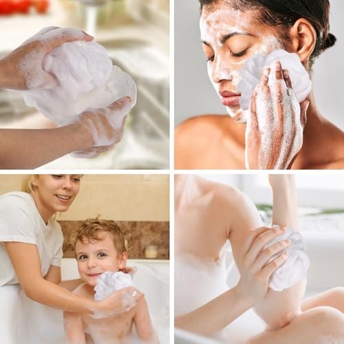 8-Pack Small Loofah Travel Size Bath Sponge 35g Each - White Mesh Pouf Exfoliating Scrunchies - görsel 12