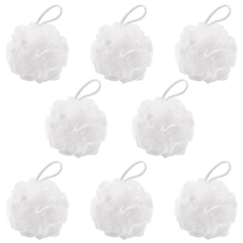 8-Pack Small Loofah Travel Size Bath Sponge 35g Each - White Mesh Pouf Exfoliating Scrunchies - görsel 2