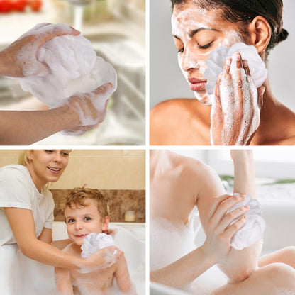 8-Pack Small Loofah Travel Size Bath Sponge 35g Each - White Mesh Pouf Exfoliating Scrunchies