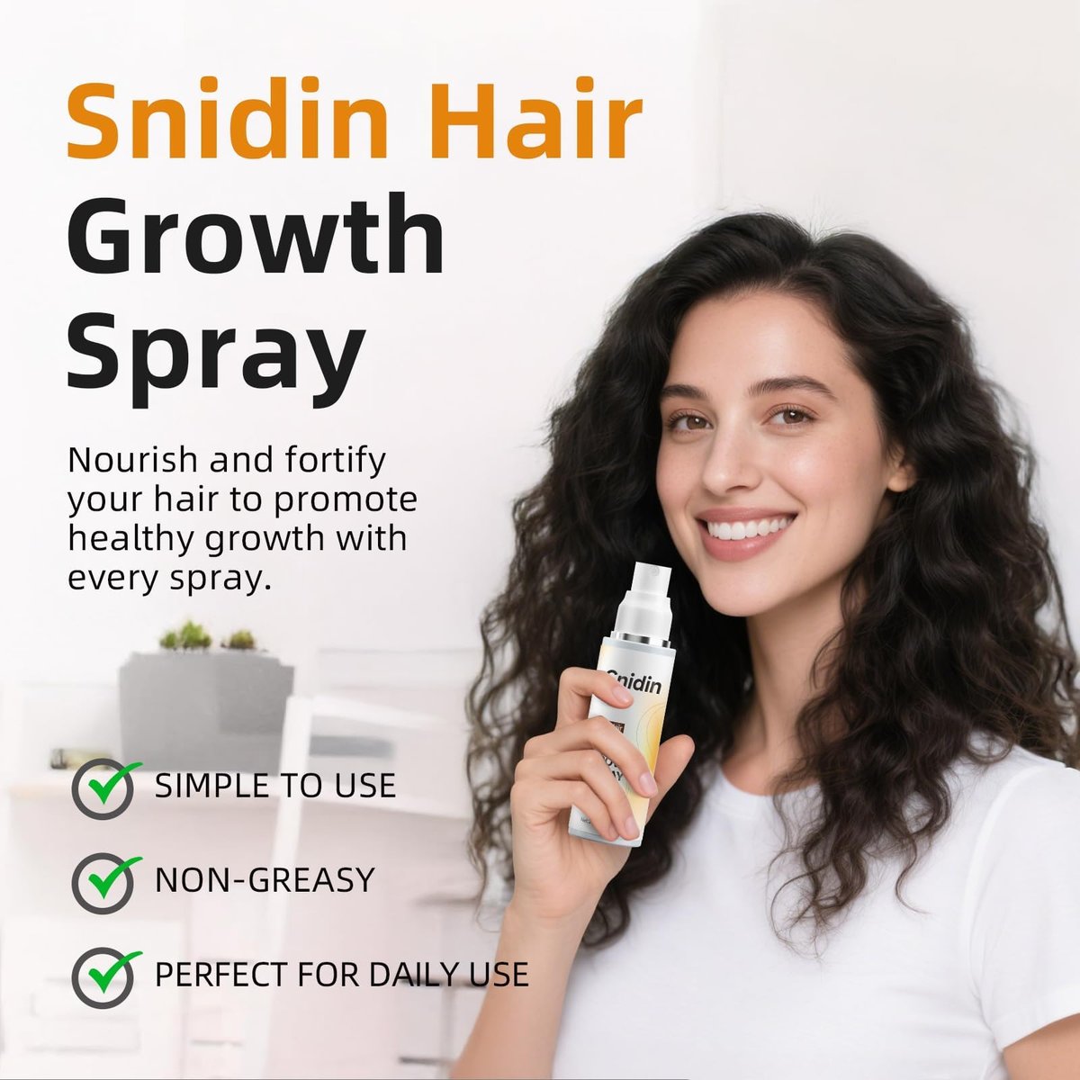 Snidin Hair Growth Spray – Biotin & Rosemary Oil Multi-Effect Scalp Treatment for Thinning Hair with Ginseng & Arborvitae – 60ml Avelisse