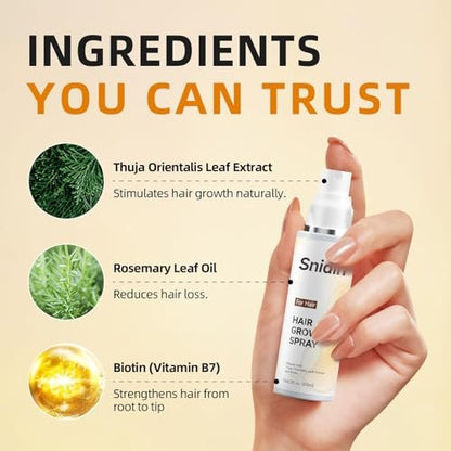 Snidin Hair Growth Spray – Biotin & Rosemary Oil Multi-Effect Scalp Treatment for Thinning Hair with Ginseng & Arborvitae – 60ml Avelisse