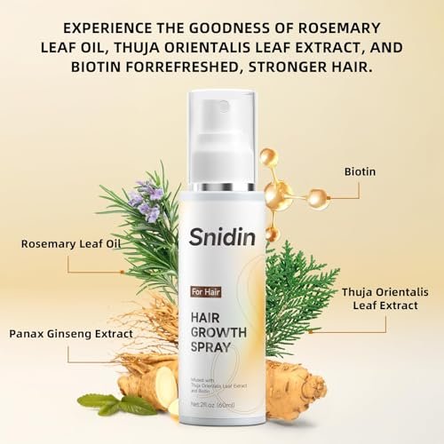 Snidin Hair Growth Spray – Biotin & Rosemary Oil Multi-Effect Scalp Treatment for Thinning Hair with Ginseng & Arborvitae – 60ml Avelisse