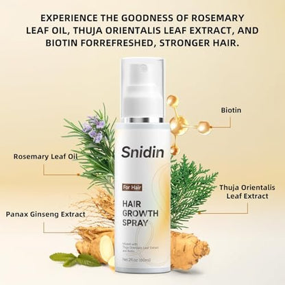 Snidin Hair Growth Spray – Biotin & Rosemary Oil Multi-Effect Scalp Treatment for Thinning Hair with Ginseng & Arborvitae – 60ml Avelisse