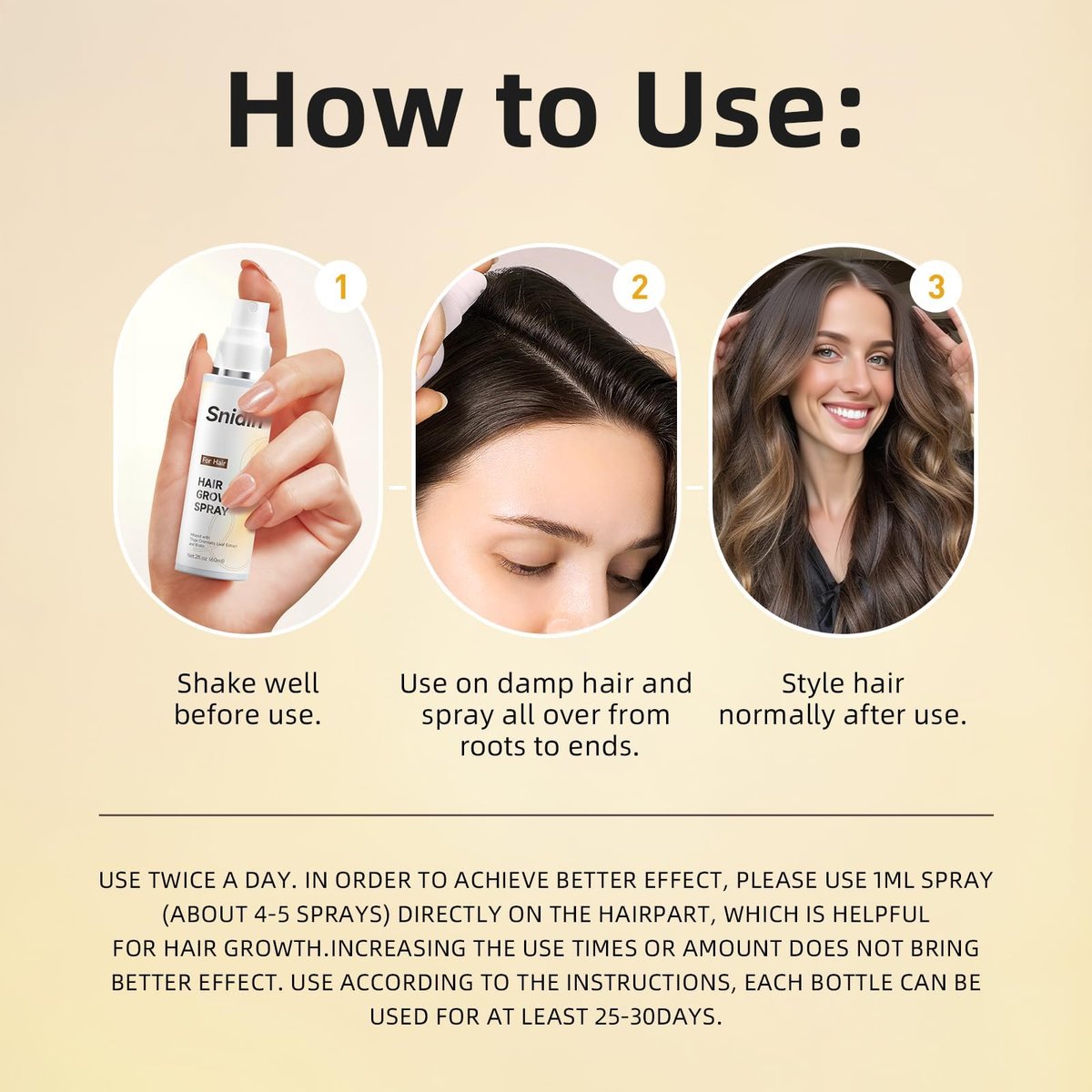 Snidin Hair Growth Spray – Biotin & Rosemary Oil Multi-Effect Scalp Treatment for Thinning Hair with Ginseng & Arborvitae – 60ml Avelisse