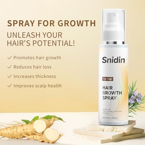 Snidin Hair Growth Spray – Biotin & Rosemary Oil Multi-Effect Scalp Treatment for Thinning Hair with Ginseng & Arborvitae – 60ml Avelisse