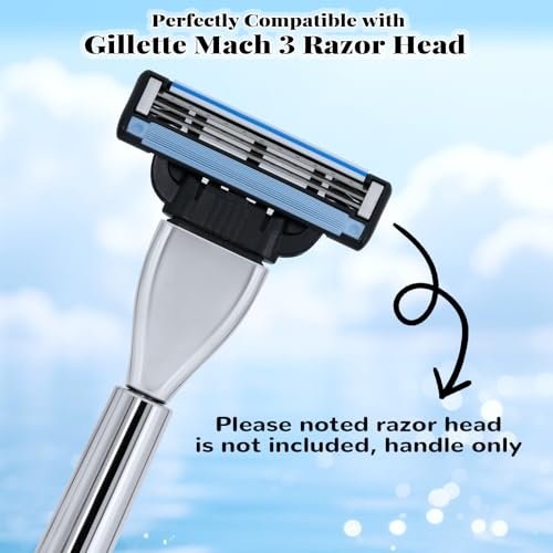Ergonomic Metal Razor Handle Compatible with Gillette Mach 3 - Reusable, Precision Shaving (Handle Only, No Blades) Avelisse