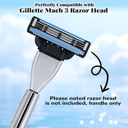 Ergonomic Metal Razor Handle Compatible with Gillette Mach 3 - Reusable, Precision Shaving (Handle Only, No Blades) Avelisse