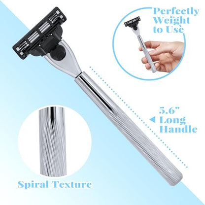 Ergonomic Metal Razor Handle Compatible with Gillette Mach 3 - Reusable, Precision Shaving (Handle Only, No Blades) Avelisse
