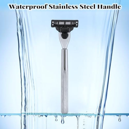 Ergonomic Metal Razor Handle Compatible with Gillette Mach 3 - Reusable, Precision Shaving (Handle Only, No Blades) Avelisse