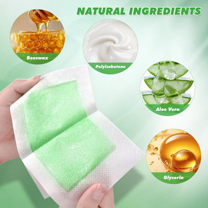 116PCS Wax Strips for Hair Removal - Facial & Body Waxing Kit for Women, Includes 8 Oil Wipes, All Skin Types