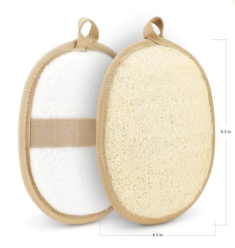Natural Loofah Exfoliating Body Scrubber Pads – 100% Plant-Based Shower Luffa Sponge (3-Pack) Avelisse