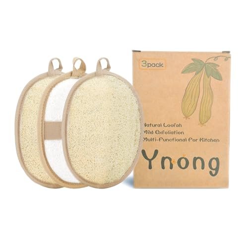 Natural Loofah Exfoliating Body Scrubber Pads – 100% Plant-Based Shower Luffa Sponge (3-Pack) Avelisse
