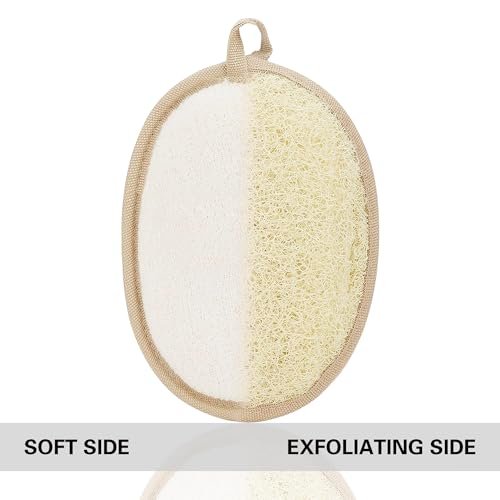 Natural Loofah Exfoliating Body Scrubber Pads – 100% Plant-Based Shower Luffa Sponge (3-Pack) Avelisse